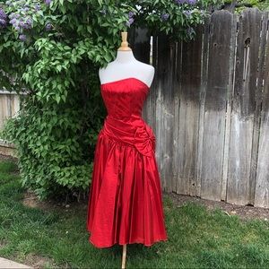 Vintage 80s Metallic Red Prom Dress